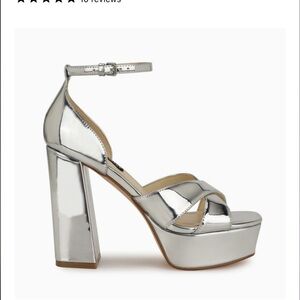 Nine west vicky silver platform sandals new sz 7.5m